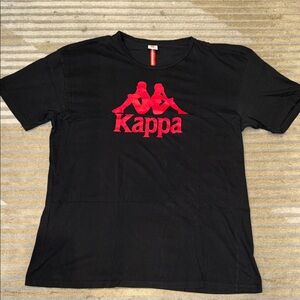 Kappa Black Tee with Vibrant Red Emblem